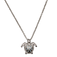 BLUE CRYSTAL DAINTY TURTLE PENDANT