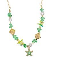 P8303 GREEN CHIP PENDANT W/ MARINE CHARMS