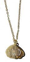 GOLD PLATED ST STEEL  CLAM /W PEARL