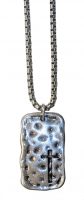 ANT. SILVER HAMMERED CROSS RECTANGLE PENDANT