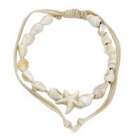 ANP8187 TINY SHELL STRING ANKLET WITH WHITE STARFISH