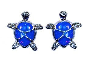 BLUE IMITATION OPAL TURTLE EARRINGS