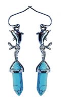 TURQUOISE POINT W/ DOLPHIN EARRINGS