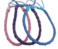PINK, BLUE & PURPLE SET OF 3 ANKLETS