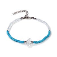 LIGHT BLUE & CLEAR QUARTZ ANKLET