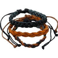 SET OF 3 NATURAL LEATHER BRACELETS