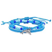 3 STRAND AQUA DOLPHIN BRACELET SET