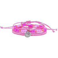 3 STRAND PINK CLAM BRACELET SET
