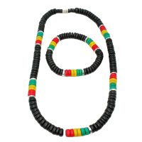 RASTA BEAD CHOKER/BRACELET SET