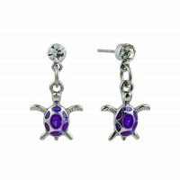 PURPLE TURTLE CRYSTAL POST EARRINGS