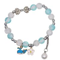 KIDS PASTEL BLUE WHALE, PEARL & FLOWER BRACELET