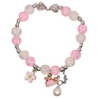 KIDS PASTEL PINK WHALE, PEARL & FLOWER BRACELET