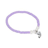 PASTEL PURPLE HEISHI BRACELET W/ PEARLS & DOLPHIN