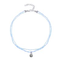 2 STRAND PASTEL OCEAN TONE CHOKER W/ SEASHELL