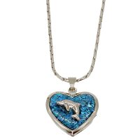 BLUE GLITTER DOLPHIN LOCKET PENDANT