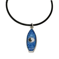 BLUE GLITTER YINYANG SURFBOARD PENDANT