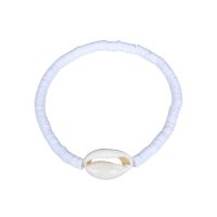 WHITE HEISHI BRACELET W/ COWRIE SHELL