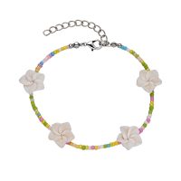 RAINBOW PASTEL ANKLET W/ WHITE FRANJIPANIS