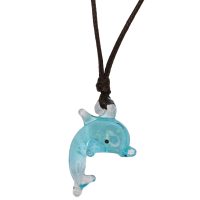 LIGHT BLUE GLASS DOLPHIN CHOKER