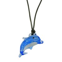 DARK BLUE GLASS DOLPHIN CHOKER