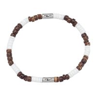 COCONUT & SHELL BRACELET W/ CYCLINDER WAVE BEADS