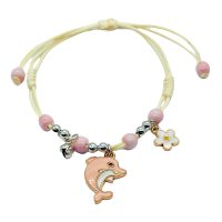 ADJUSTABLE BRACELET W/ BELL, DOLPHIN & DAISY