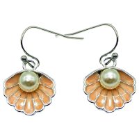 PINK CLAM W/ PEARL EARRINGS