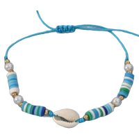 OCEAN HEISHI ANKLET W/ COWRIE SHELL & PEARLS