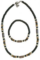 BLACK/NATURAL CHOKER/BRACELET SET
