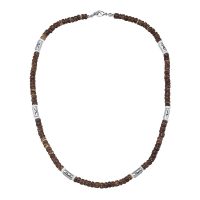 COCONUT BEADED CHOKER W/ CYCLINDER WAVE BEADS