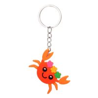 FIMO CRAB W/ FLOWER CROWN KEYRING