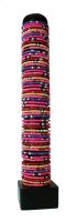 120 ASSORTED PINKS COCO BEAD BRACELETS W/STAND (some inside tube!)
