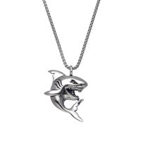 LRG RHODIUM ANGRY SHARK PENDANT
