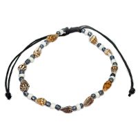 SEASHELL ANKLET W/ WHITE & CHARCOAL BEADS