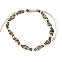 SEASHELL ANKLET W/ WHITE & GOLD BEADS
