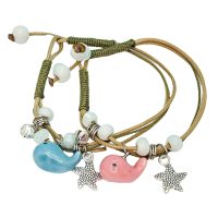 SET OF 2 PINK & BLUE WHALE BF BRACELETS