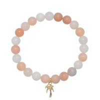 6MM PINK AVENTURINE BRACELET W/ DAINTY GOLD PALM