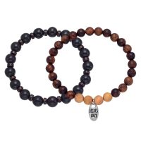 2 STRAND “LOCALS ONLY” WOODEN BEADED BRACELET