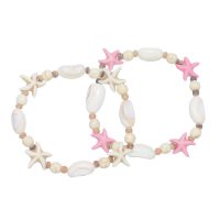 SET OF 2 NATURAL & PINK STARFISH BRACELETS