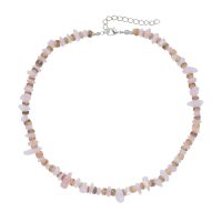 ROSE QUARTZ CHIP & COCONUT CHOKER