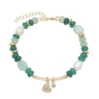AVENTURINE, JADE AND FRESHWATER PEARL BRACELET
