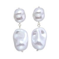 LARGE IRREGULAR 2-PIECE PEARL EARRINGS