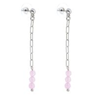 DAINTY PAPERCLIP EARRINGS W/ ROSE QUARTZ