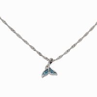 BLUE CRYSTAL DAINTY WHALE TAIL PENDANT