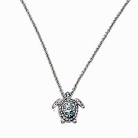 BLUE CRYSTAL DAINTY TURTLE PENDANT