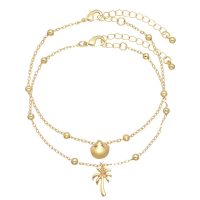 SET OF 2 PALM & SHELL ANKLETS