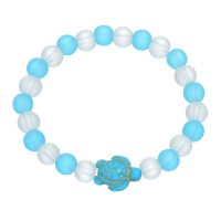 FROSTED BLUE & WHITE TURTLE BRACELET