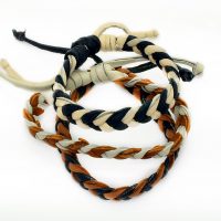 SET OF 3 THIN NATURAL GENUINE LEATHER BRACELETS