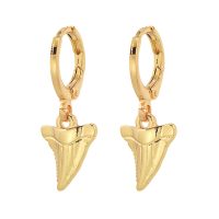 GOLD SHARK TOOTH HOOP EARRINGS