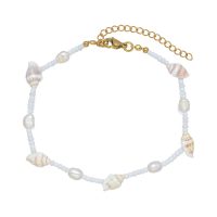 SHELL, PEARL & SEED BEAD DAINTY ANKLET